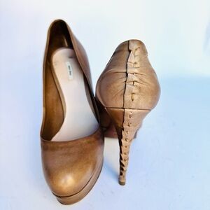Miu Miu Tan Leather Heels